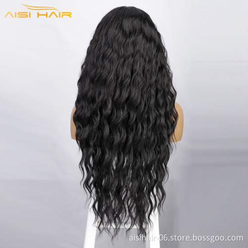 Aisi Hair high quality cheap vendor curly heat resistant synthetic full wigs synthetic wigs swiss lace wig front for women